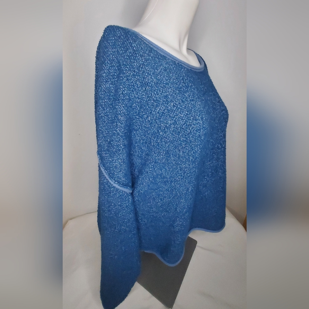 Free People -size S- Pullover"See Me"In Blue Knit Textured Fabric Material - Picture 2 of 11